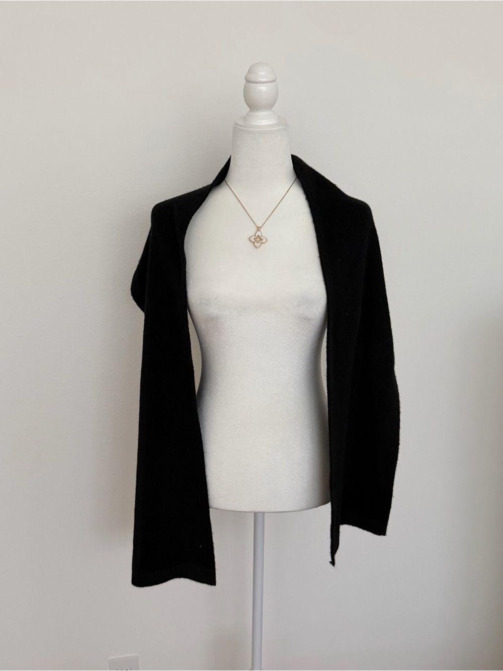 Set of 2 Knit Sweater Scarves with Sleeves Convertible Wrap Shrug Black & Ivory